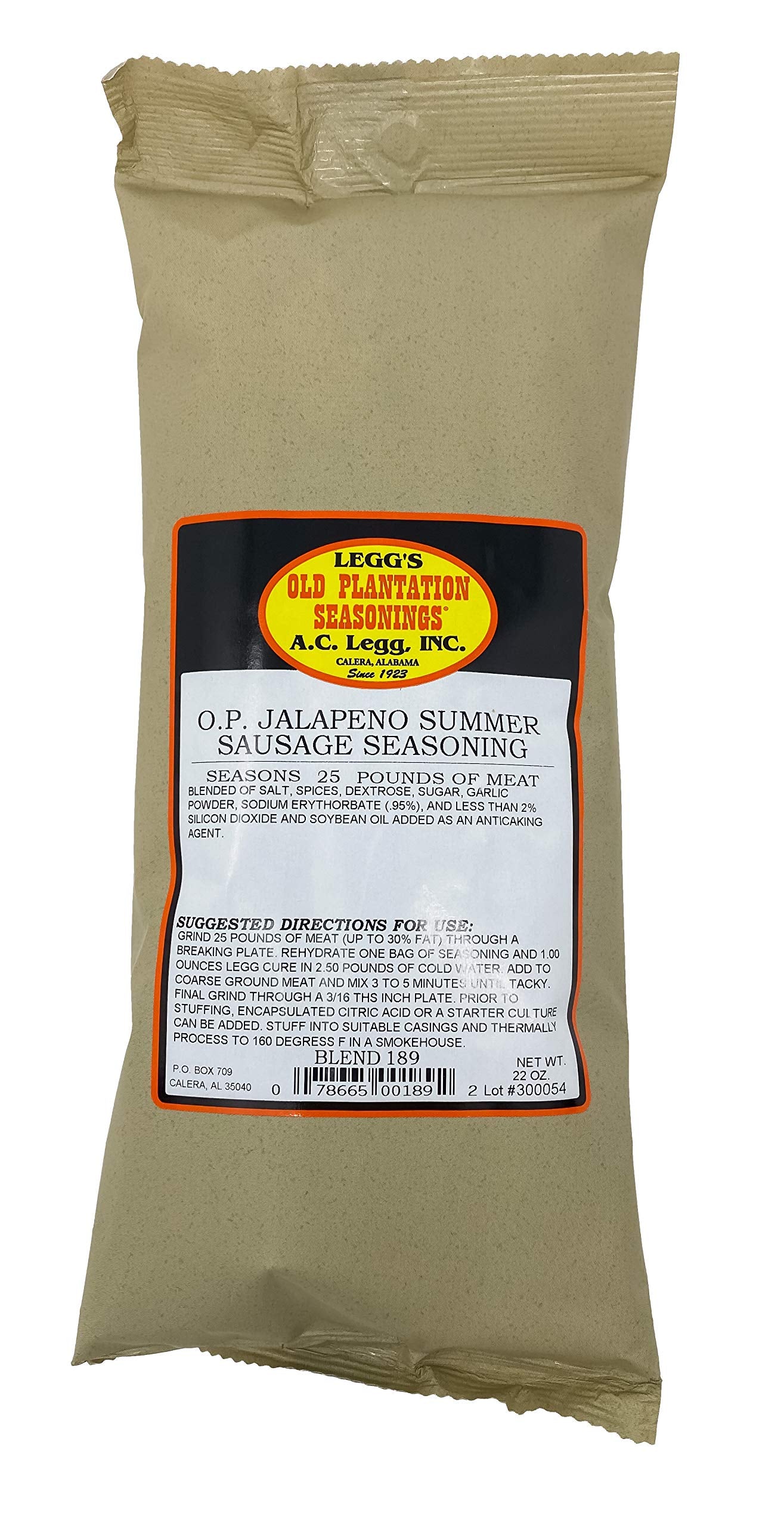 AC Legg OP Jalapeno Summer Sausage Seasoning 22 Ounce