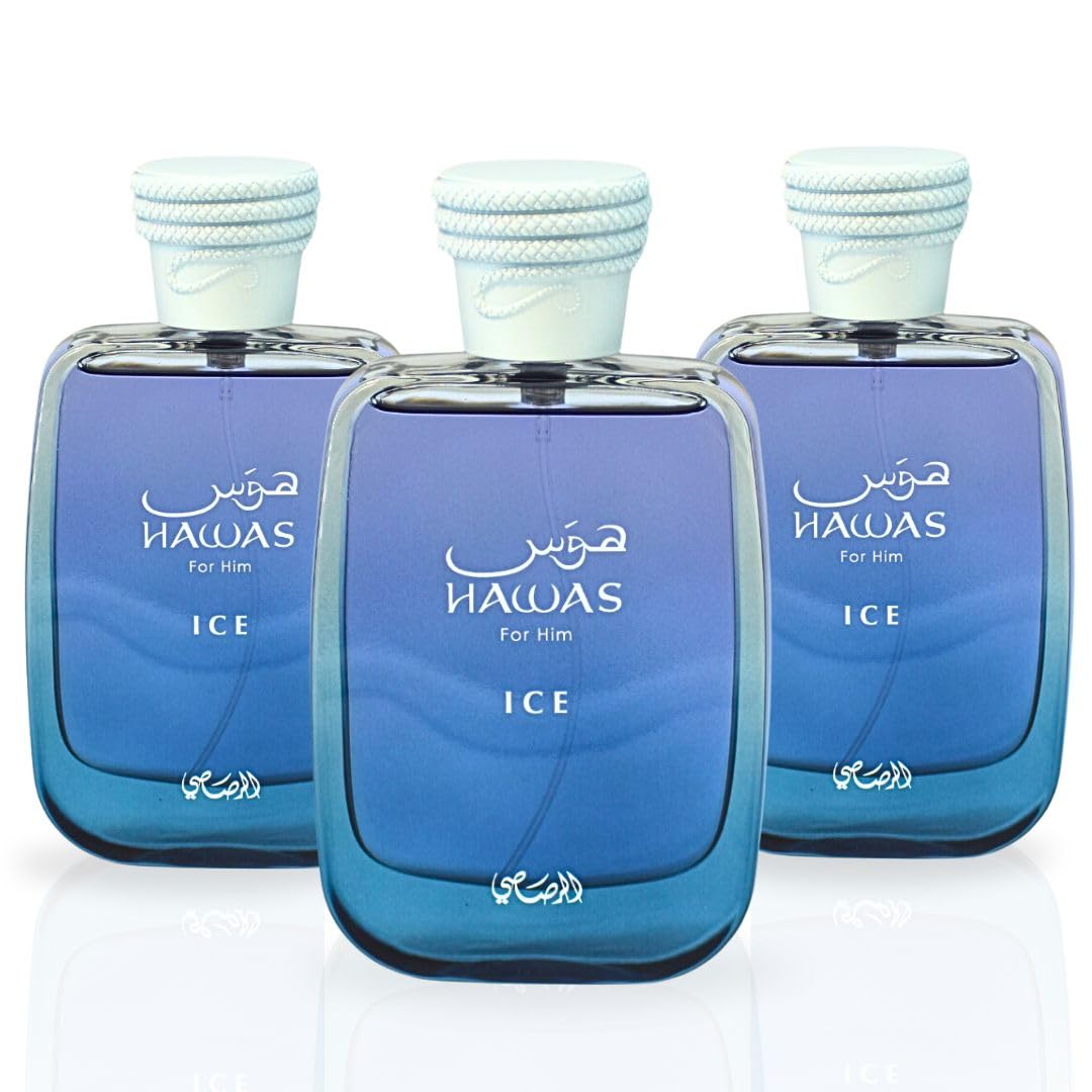 RASASI Hawas Ice para hombre EDP 100 ml (3,4 oz) (paquete de 3)