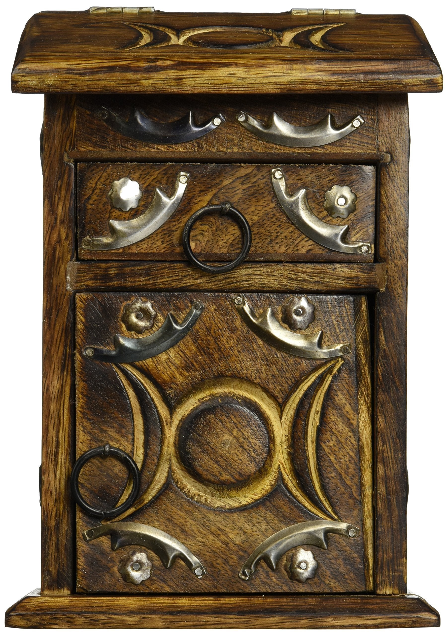 New Age Wooden Triple Moon Herb Cupboard