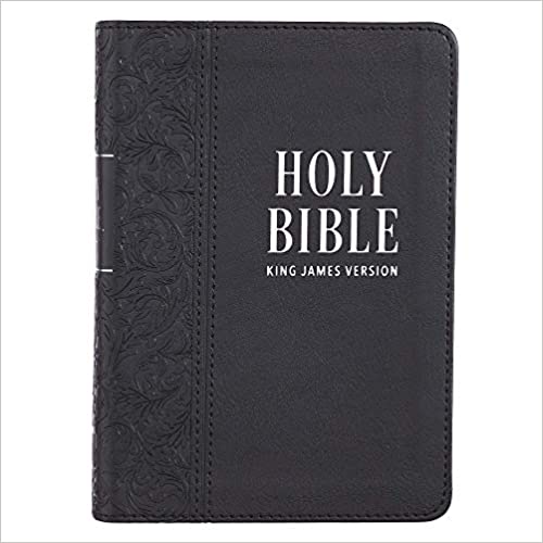 KJV Holy Bible, Large Print Compact Bible - Black Faux Leather Bible w/Ribbon Marker, Red Letter Edition, King James Version