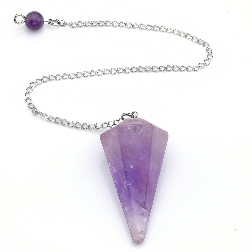 Natural Amethyst Crystal Pendulum 12 Facet Reiki Charged