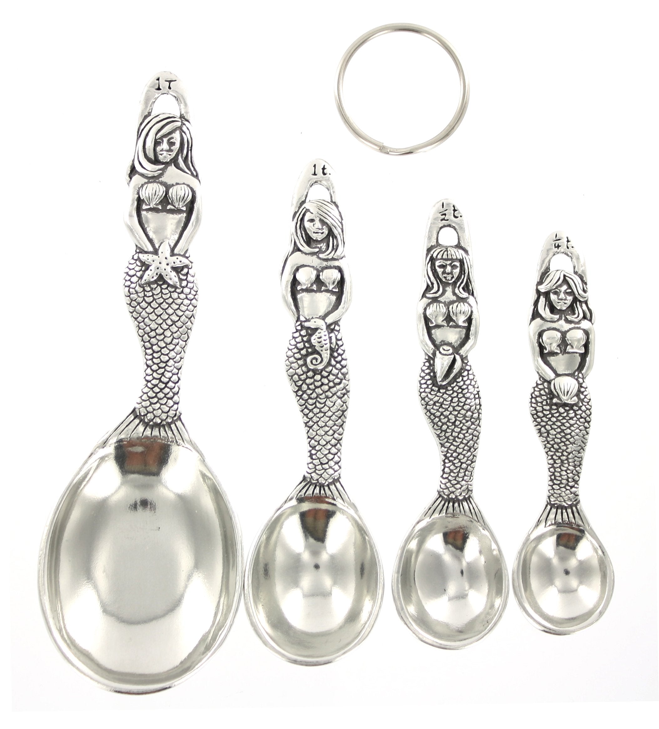 Pewter Mermaid Measuring Spoons Set of 4