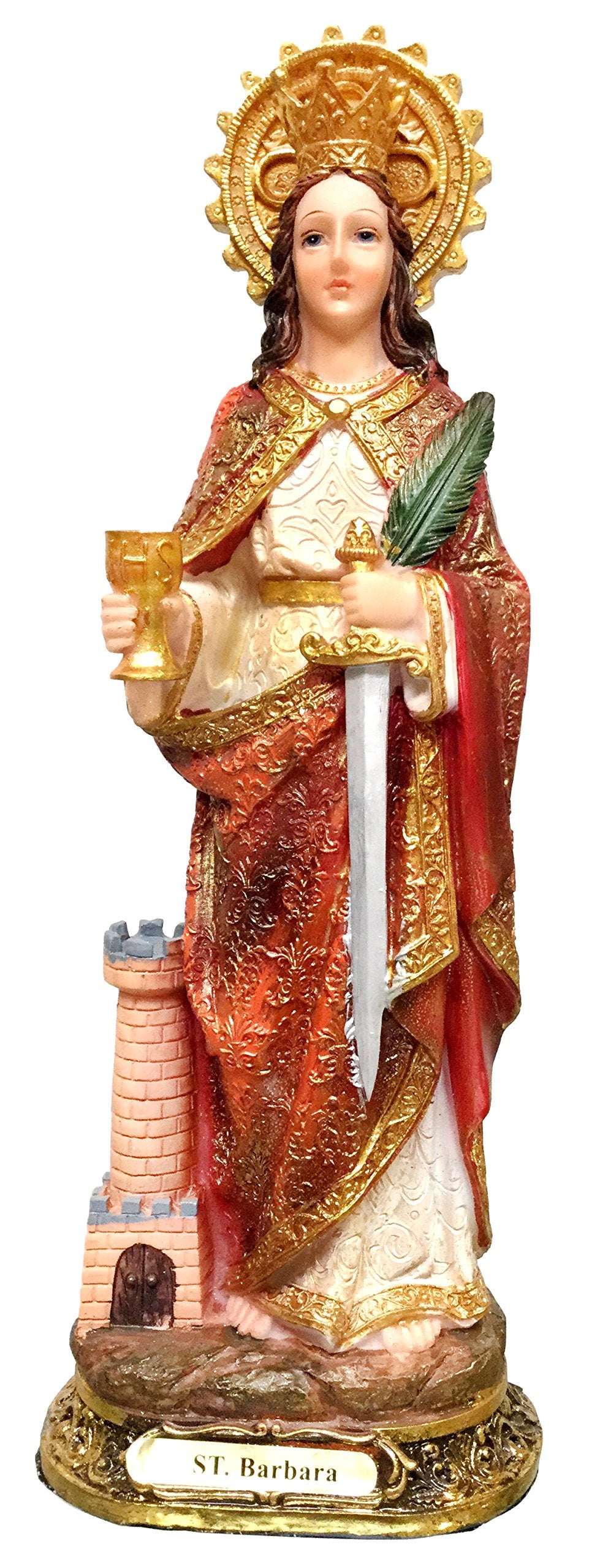 St. Barbara Statue Saint Barbara Estatua Holy Figurine Sculpture (12 Inch)