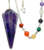 Starlinks Amethyst 12-Facet Chakra Pendulum for Channeling Intuition with Satin Pouch and Instruction Pamphlet