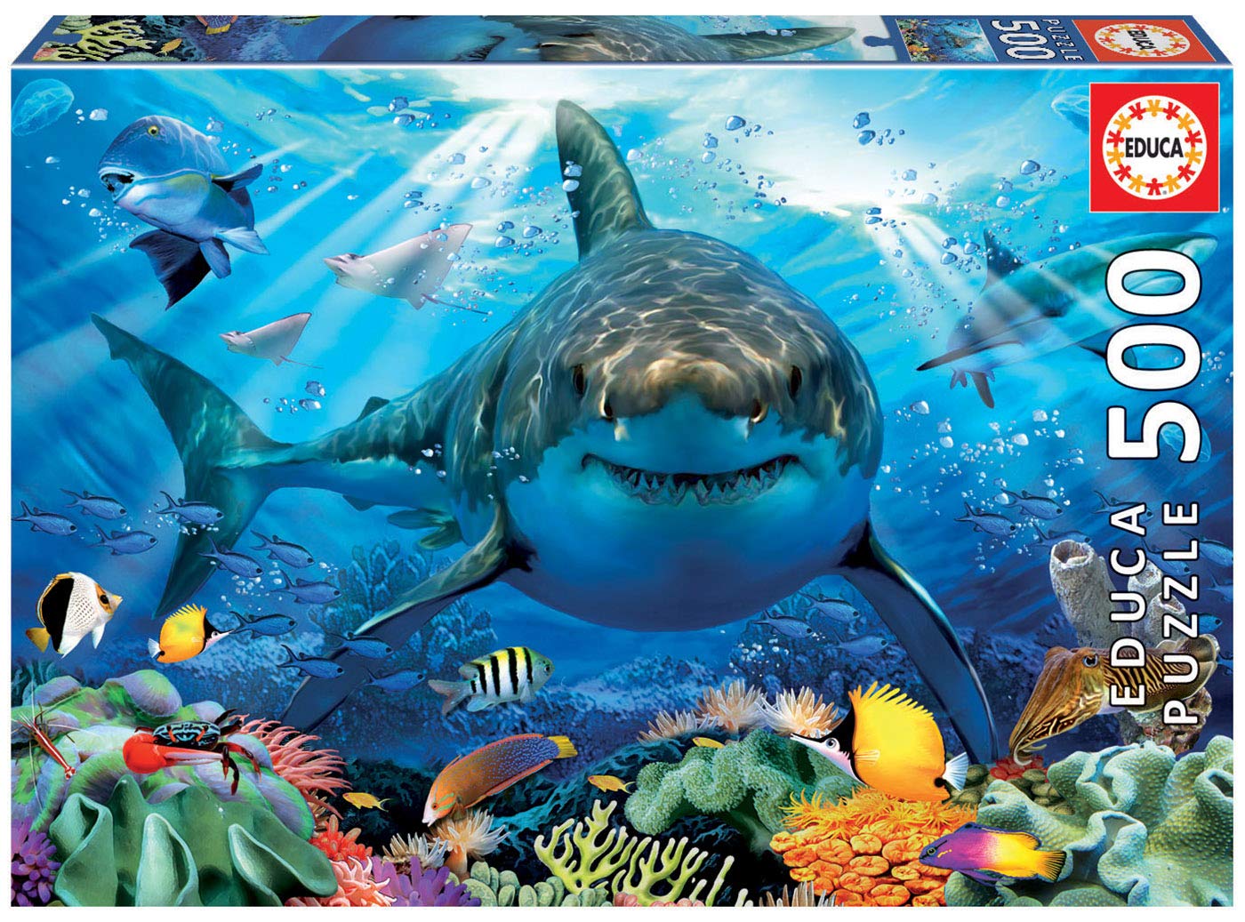 Educa Borras  Genuine Puzzles, 500 Pieces, Great White Shark (18478)