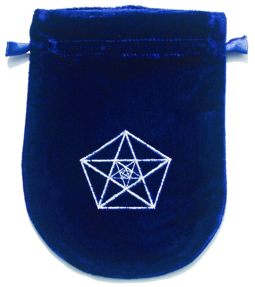 Bolsa de tarot con triple pentagrama de terciopelo azul de Eastgate Resource