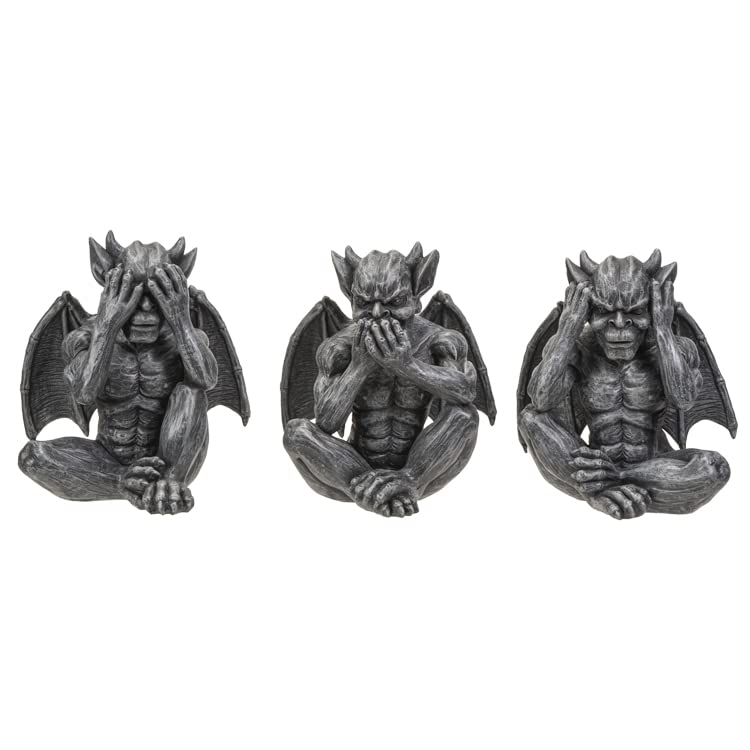 Pacific Giftware Hear, See, Speak No Evil Gargoyles Figurine, 5.98-inch Height, Resin, Table Decoration