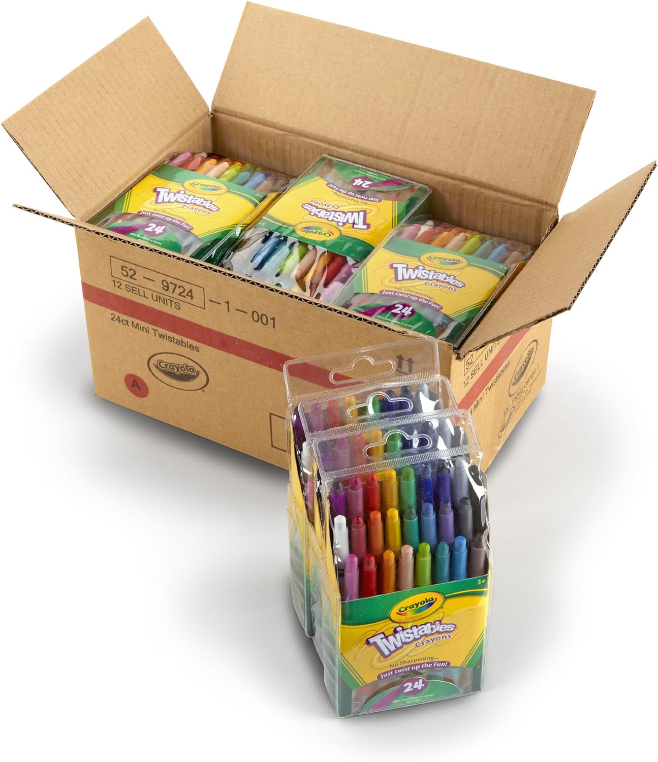 Crayons de couleur Crayola Mini Twistable, fournitures artistiques en vrac, 24 unités, boîte de 12