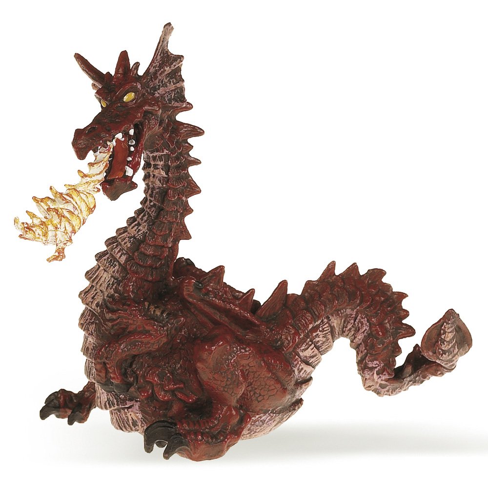 Papo "Red Dragon with Flame Figure, Red