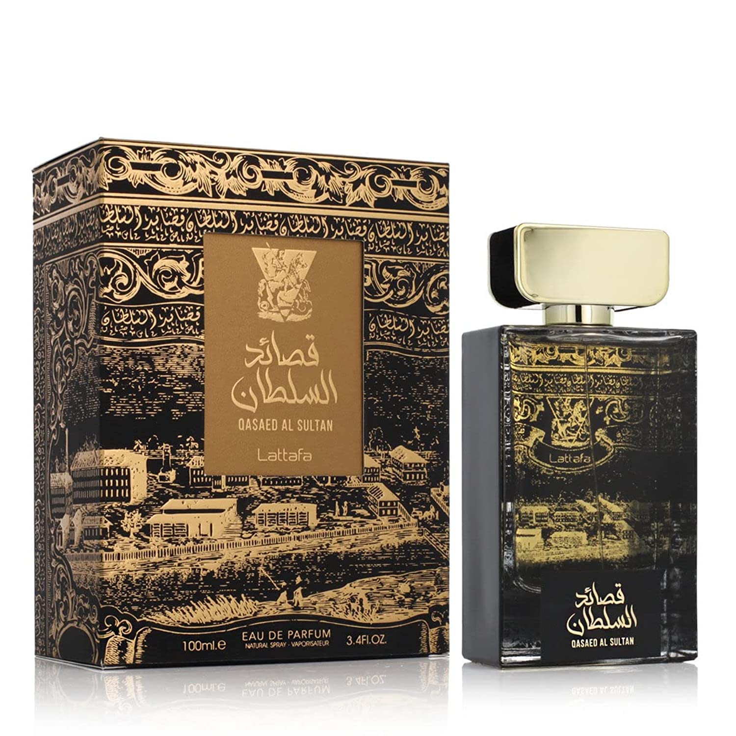 Lattafa Qasaed Al Sultan Eau de Parfum Spray for Unisex, 3.4 Fl Oz (100 ml)