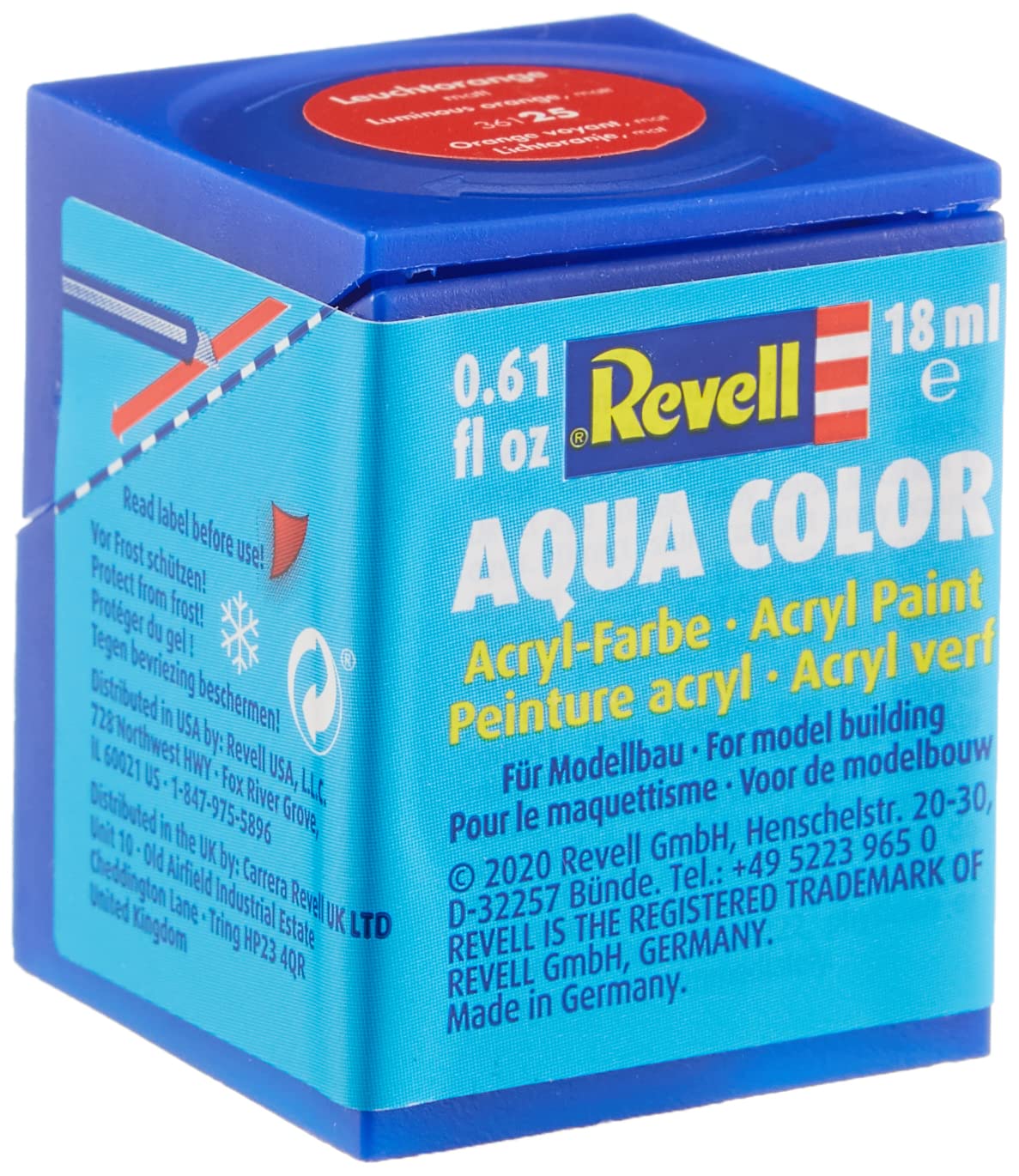 Revell 18ml Aqua Color Acrylic Paint (Luminous Orange Mat Finish)