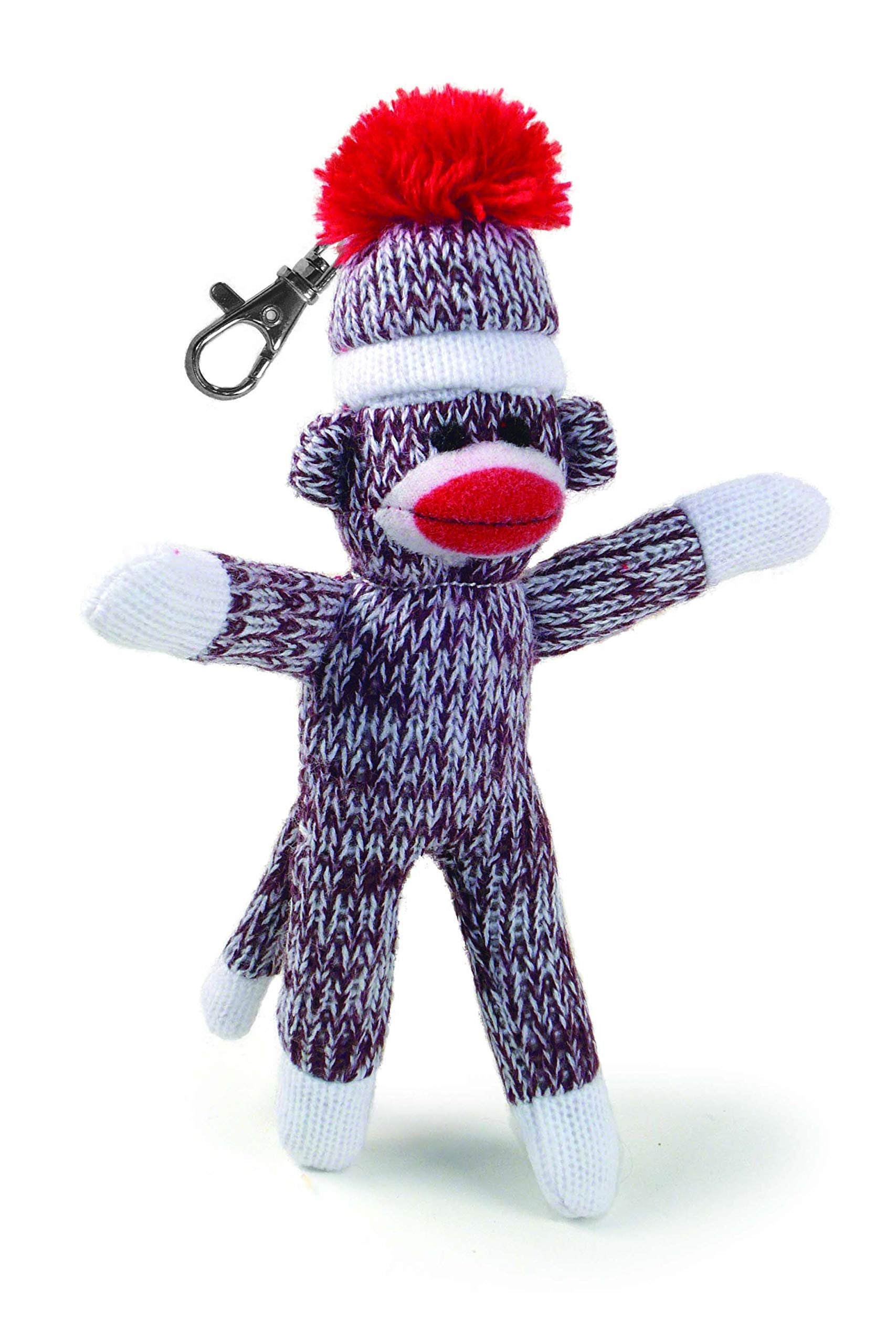 Pennington Bear Company Original Sock Monkey Key Chain, Hand-Knit, Plush Material, 7 inch