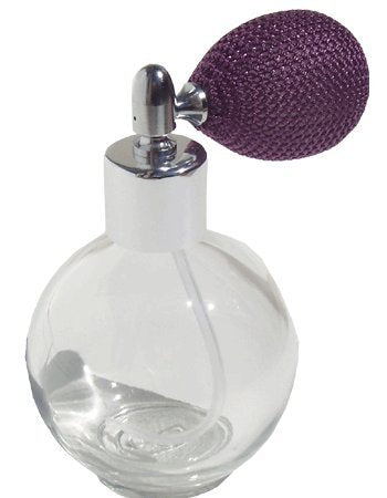 4.33 Oz. Empty Refillable Glass Perfume Bottle with Lavender Mesh Atomizer Bulb ~ New with Vintage Style