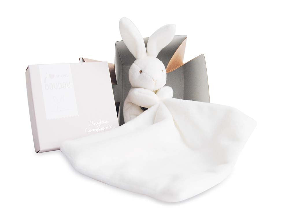 Doudou Et Compagnie 10 Cm Natural Rabbit And Towelling With Gift Box