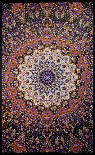 Sunshine Joy Glow In The Dark India Star Mandala Tapestry