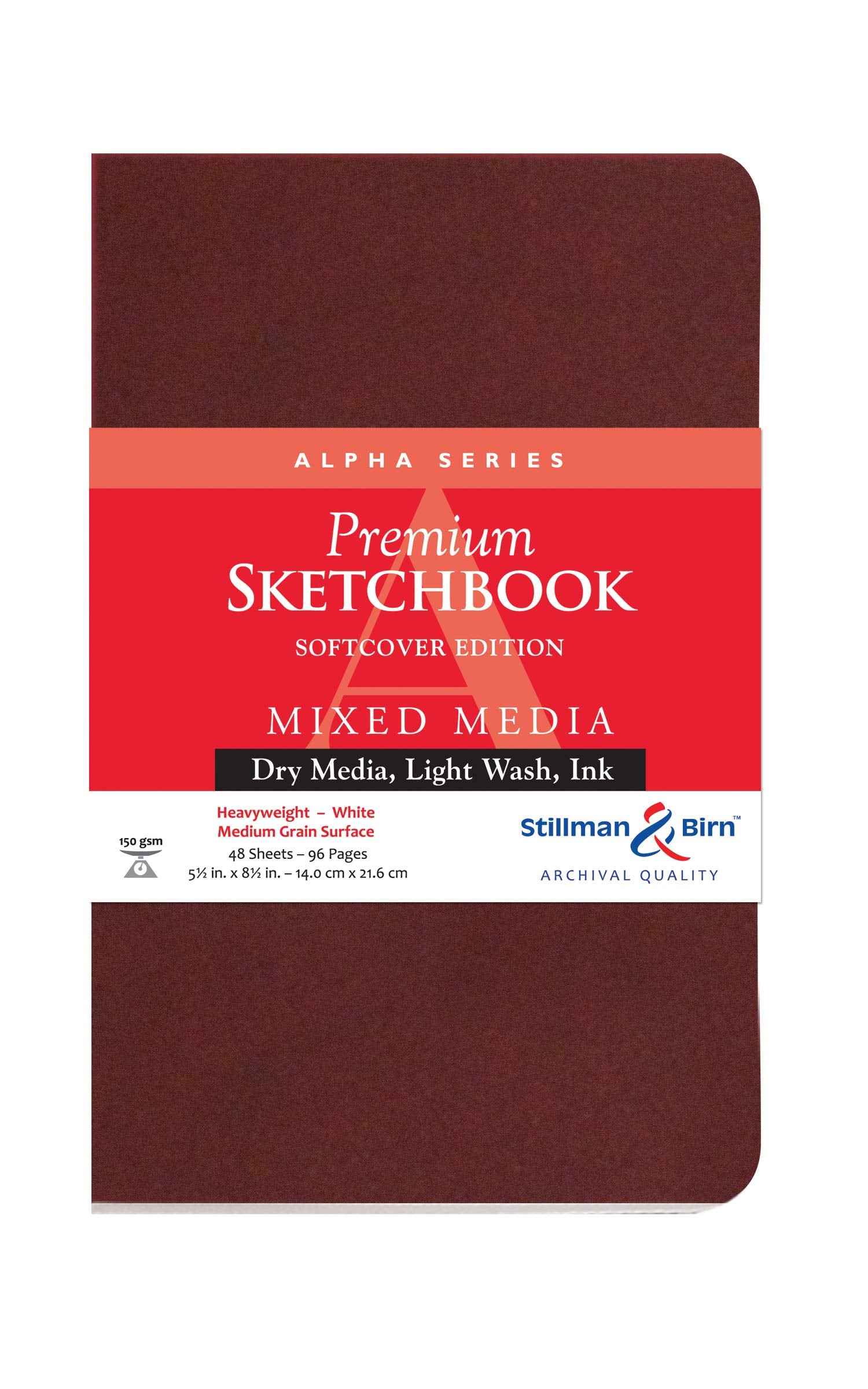 Stillman & Birn Alpha Series Softcover Sketchbook, 5.5" x 8.5", 150 gsm (Heavyweight), White Paper, Medium Grain Surface