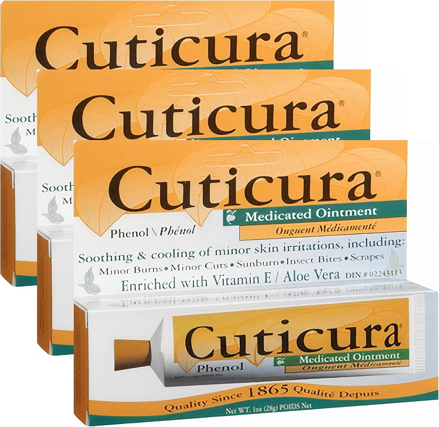 (3-Pack) Cuticura Medicated Pain Relieving Ointment with Phenol, 1 Ounce