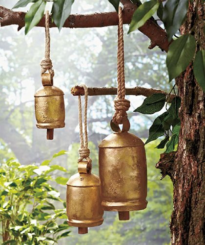 Set of 3 Hanging Harmony Bells Garden Rustic Relaxing Tranquil Wind Chimes