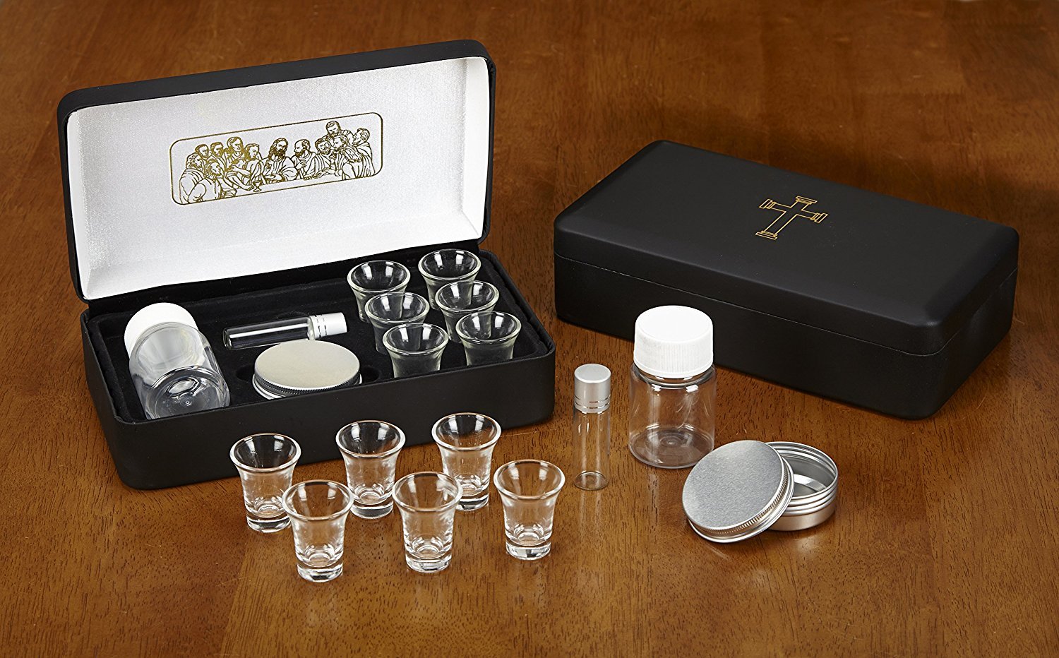 Last Supper Metal Hinged Portable Communion Set