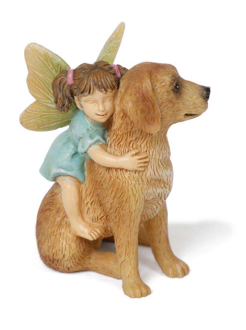 Miniature Fairy Garden "Ready for a Ride" Fairy Girl with Dog