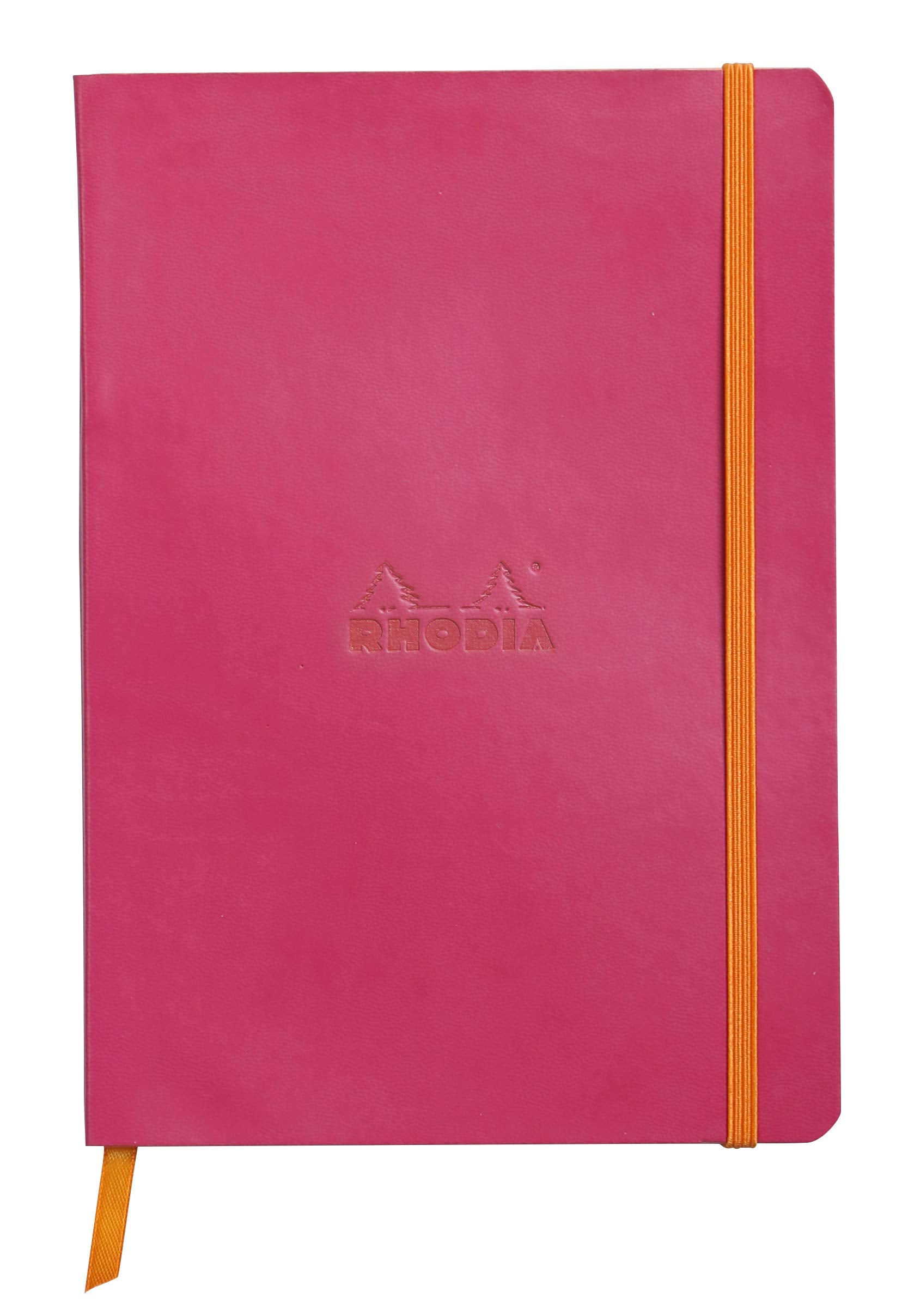 Cuaderno de tapa blanda Rhodia Rhodiarama - 80 hojas con puntos - 6 x 8 1/4 - Tapa color frambuesa