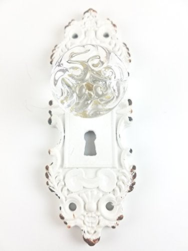 Decorative Pewter Wall Hook, Vintage Door Knob Style (White)