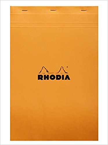 Rhodia Staplebound Notepad - Graph 80 sheets - 8 1/4 x 12 1/2 - Orange cover