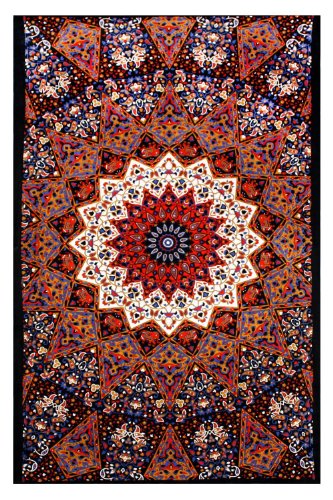 Sunshine Joy Indian Dark Star Elephant Tapestry - Orange & Blue - 60x90 Inches - Beach Sheet - Hanging Wall Art - 3D Reactive Artwork