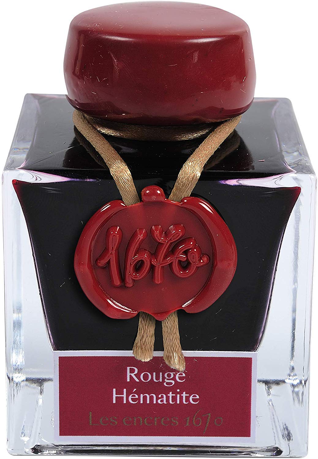 Herbin 15026JT- Bottle of 1670 Gold Glitter Ink for Fountain Pen, Rollerball, Glass Nib and Nib Holder 50 ml, Rouge Hmatite