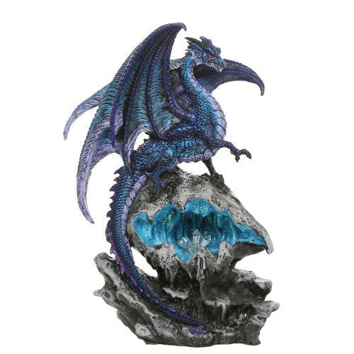 Pacific Giftware Checkmate Dragon with LED Light Frozen Blue Crystal Mountain 12.5H