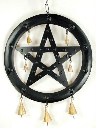 Black Pentagram Wind Chime - 9 1/2"