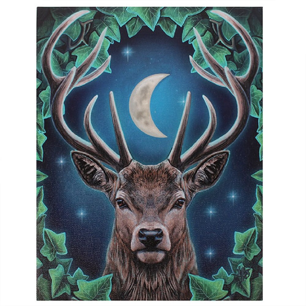 Lisa Parker Emperor Stag Set Against A Moon 7.5 x 10 Inch Canvas Plaque