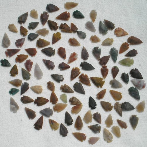 Set Of 100 Arrowheads Agate New Replica 1/2 " - 1 1/2 " L