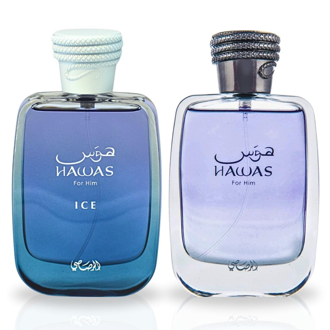 RASASI Hawas &amp; Hawas Ice For Him EDP Spray 100ML (3,4 OZ) (paquete económico)