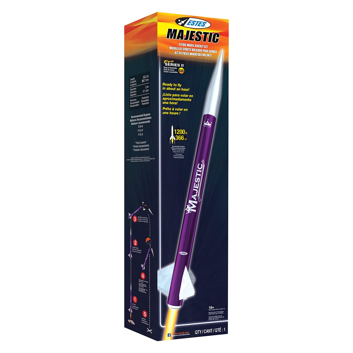 Estes 9707 Majestic Pro Series II E2X Flying Model Rocket Kit