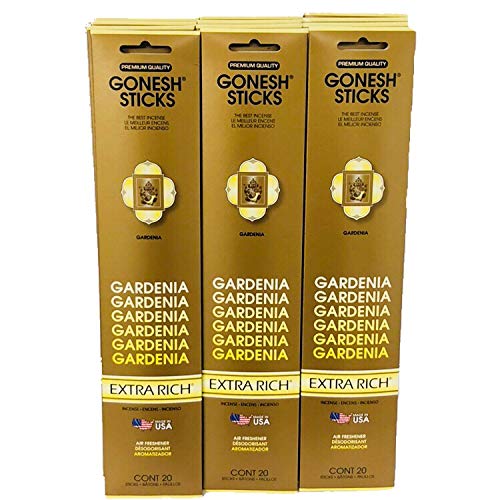 Gonesh Incense Sticks Extra Rich Collection: Gardenia 12 Pack (20 Sticks/pack)