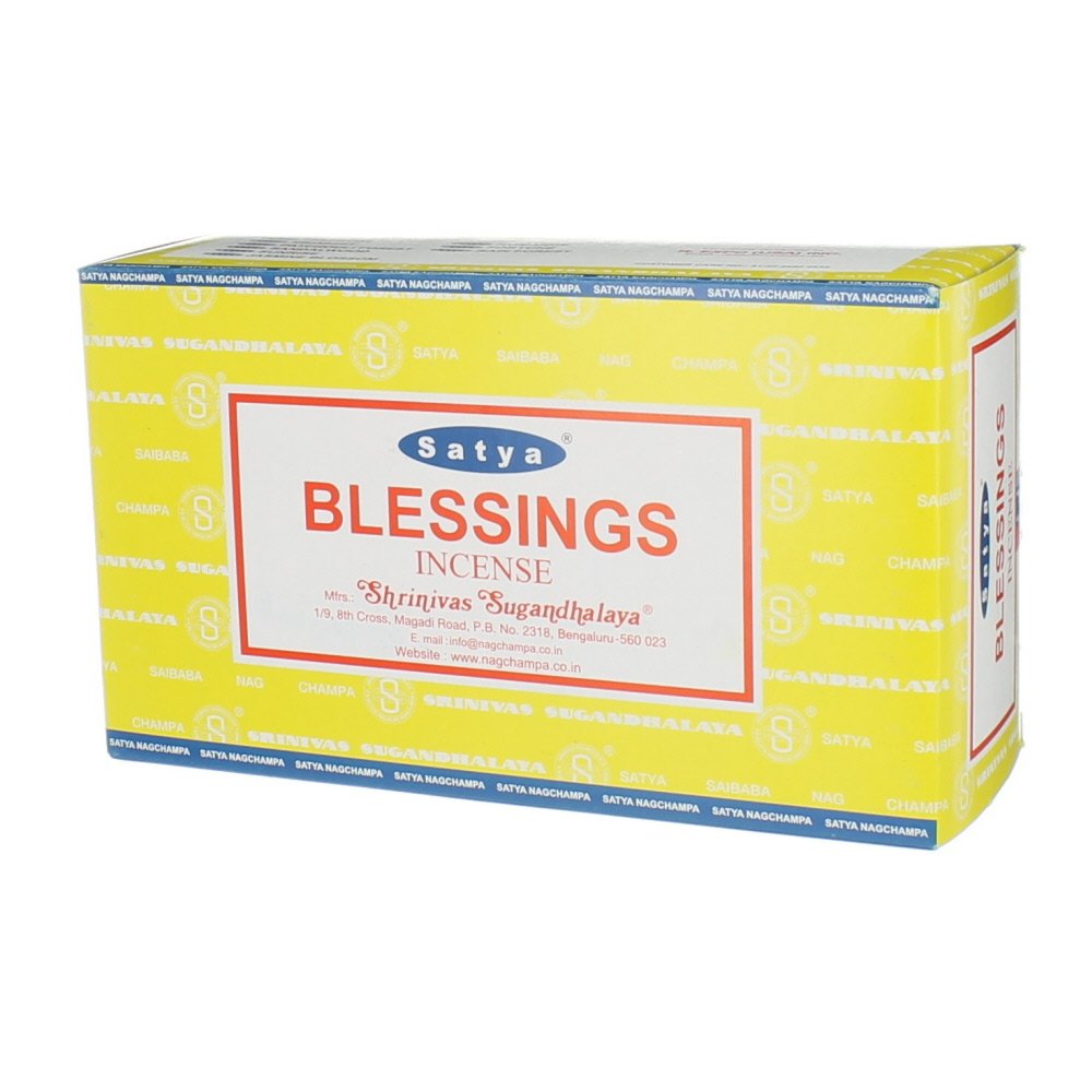 Bâtonnets d'encens Satya Nag Champa Blessings - 12 boîtes de 15 grammes 180 grammes en vrac