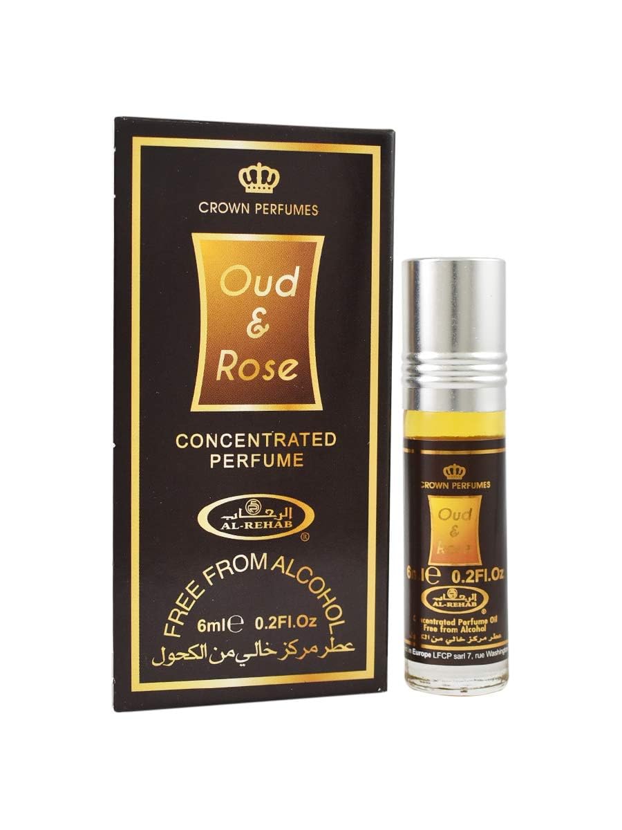 (PAQUETE DE 3) Aceite perfumado en roll-on Oud &amp; Rose de Al-Rehab, 6 ml