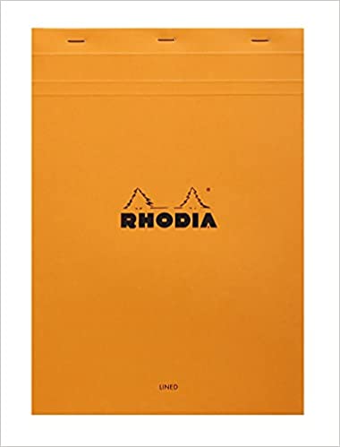 Rhodia Staplebound Notepad - Lined w/ margin 80 sheets - 8 1/4 x 11 3/4 - Orange cover