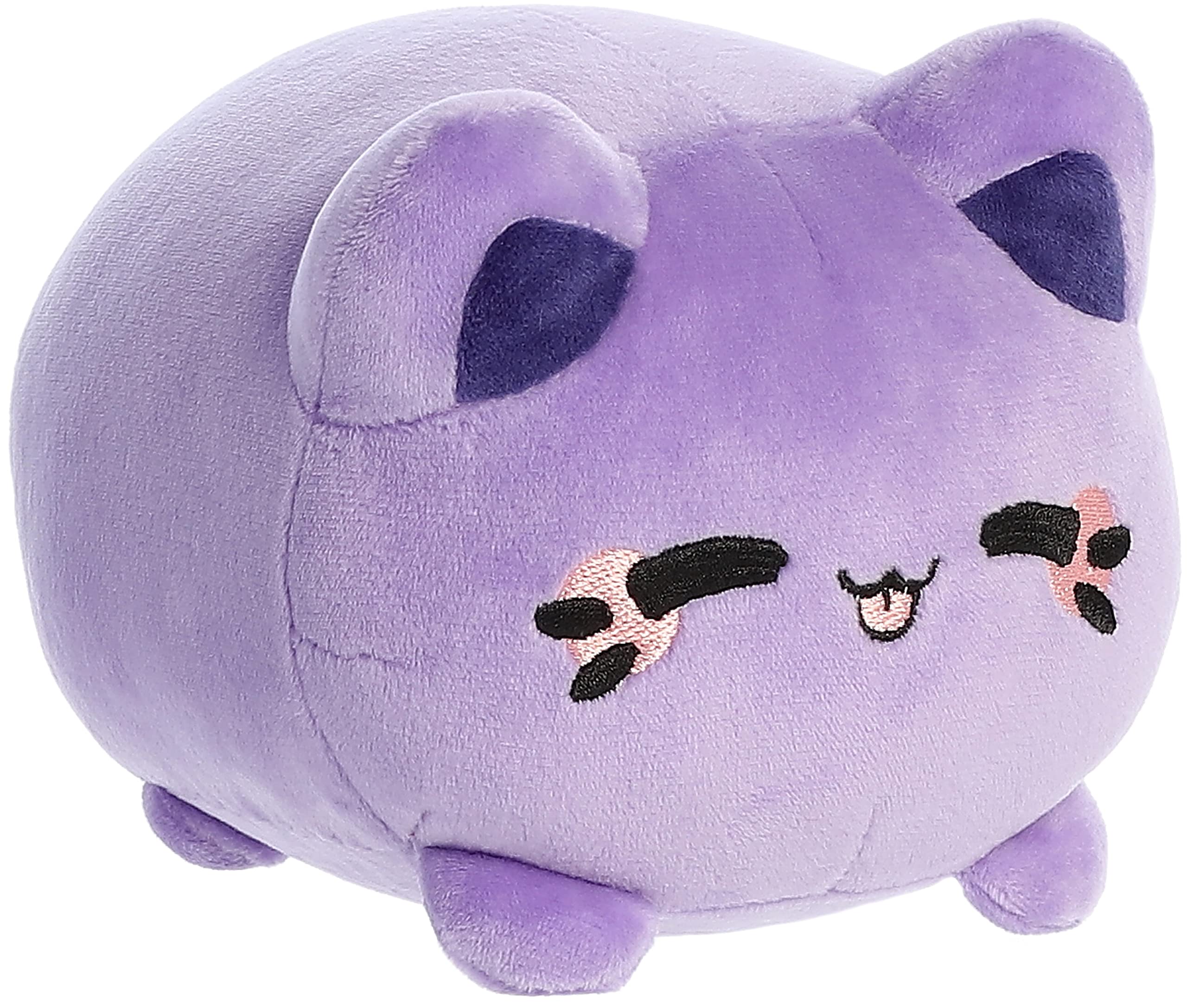 Aurora Enchanting Tasty Peach Ube Purple Yam Meowchi Stuffed Animal - Bright & Colorful Design - Showpiece Plush - 7 Inches