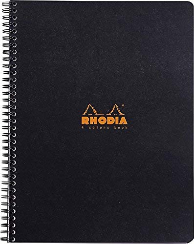 Rhodia 4 Color Book - Lined w/ margin 80 sheets - 9 x 11 3/4 - Black cover