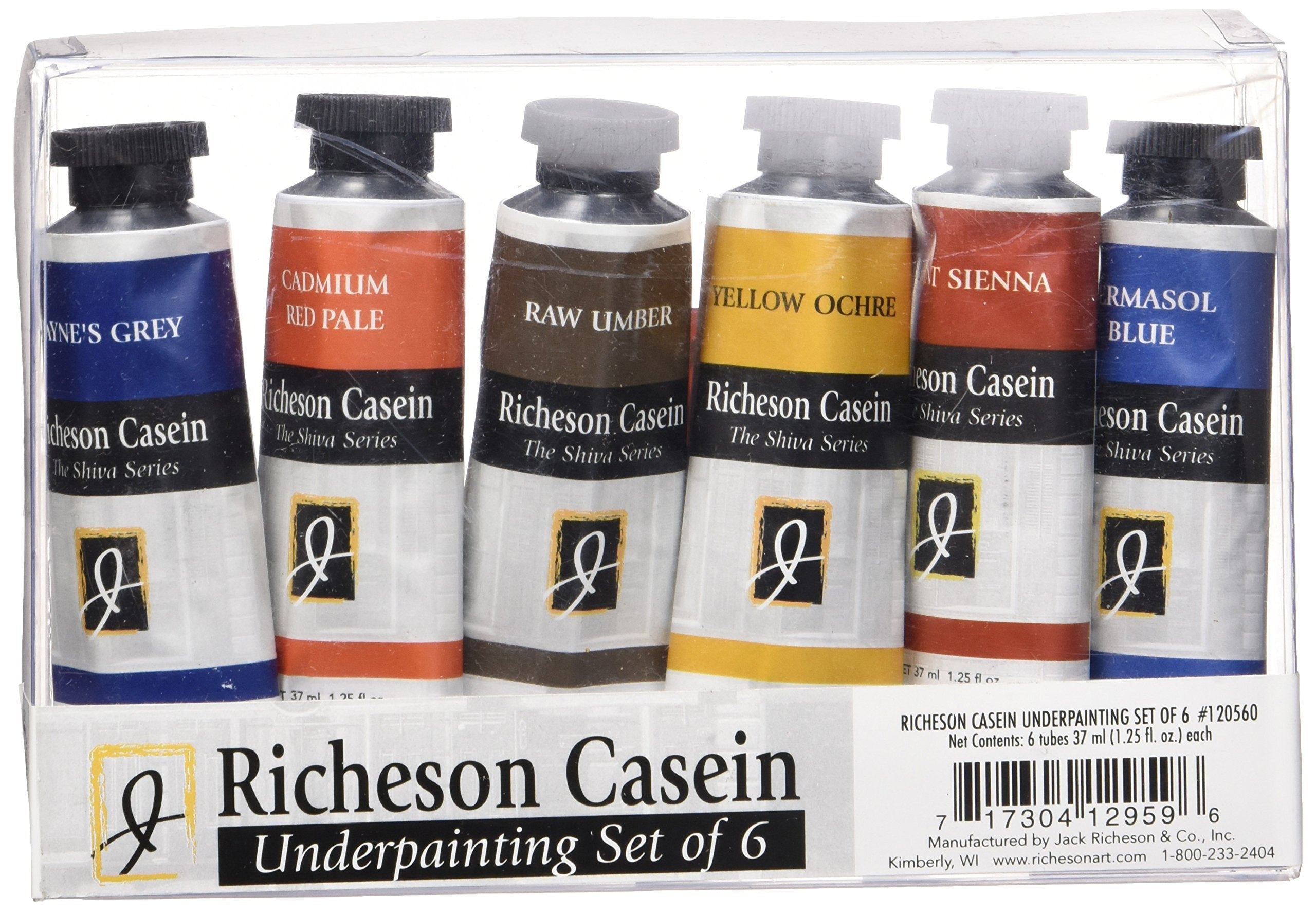 Jack Richeson Casein The Shiva Series Underpainting with 37ml Tubes, Set of 6