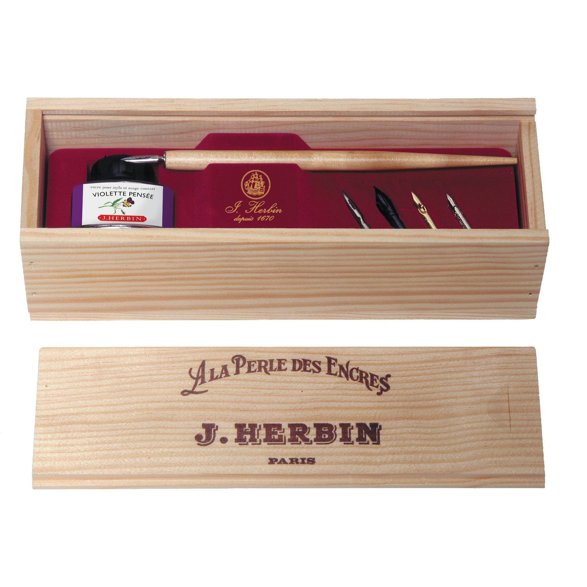 Herbin "La Perle des Encres" Wooden Box Set - 9 1/2 x 2 x 2 1/2