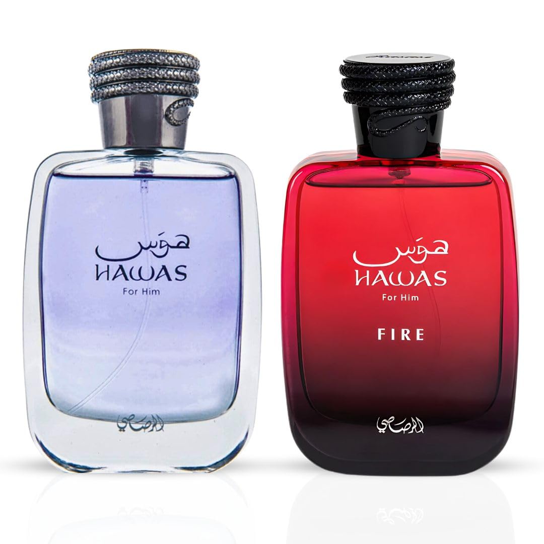 PAQUETE RASASI Hawas For Him y Hawas Fire EDP Spray 100ML (3,4 OZ)