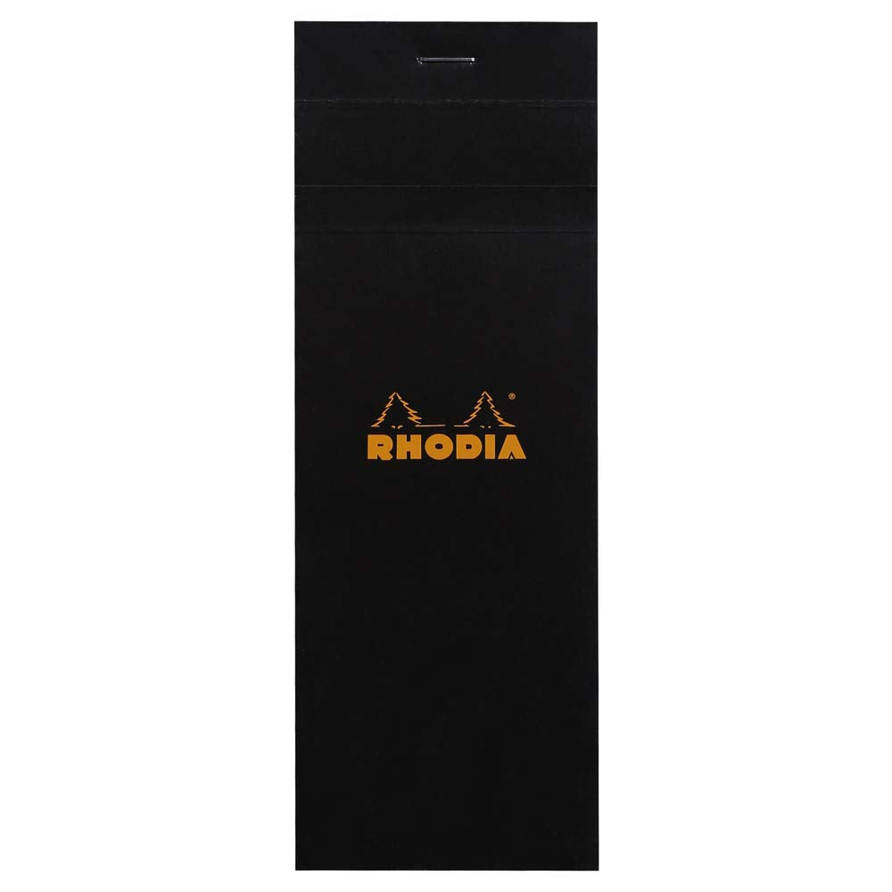 Rhodia Staplebound Notepad - Graph 80 sheets - 3 x 8 1/4 - Black cover