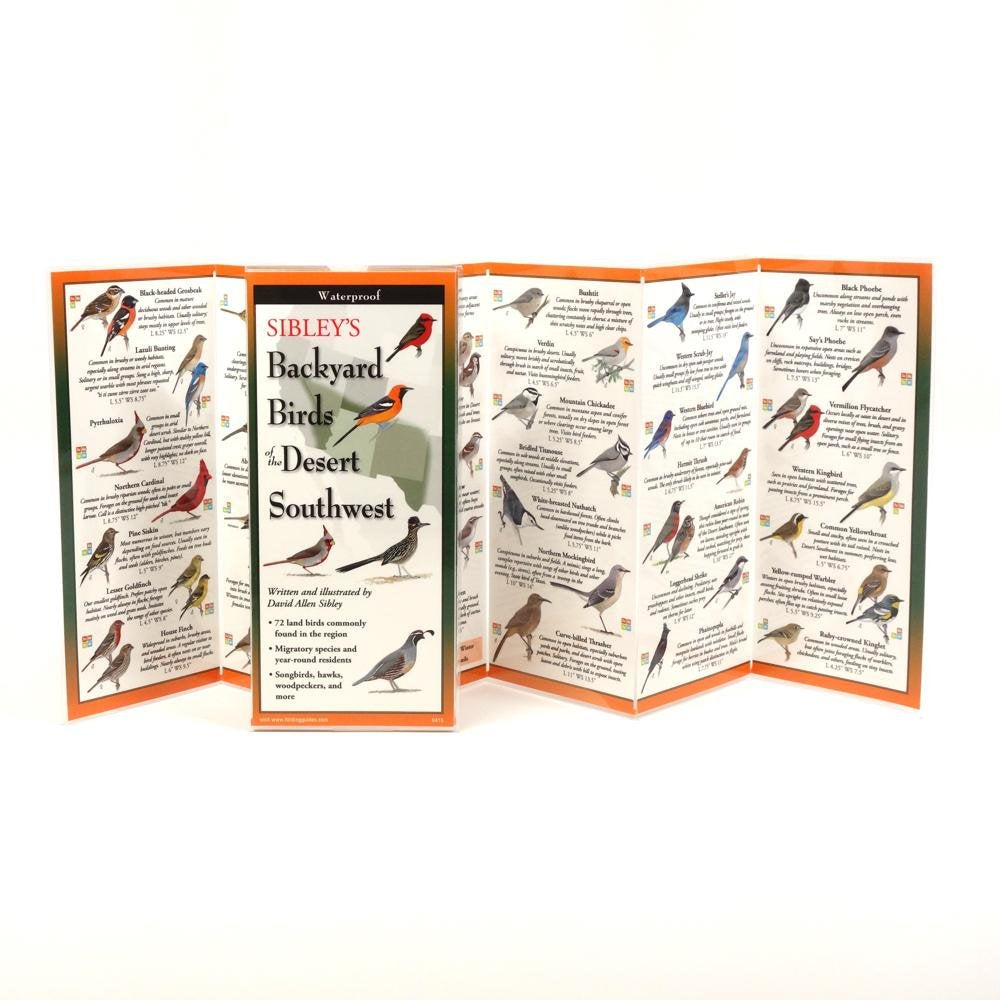 Earth Sky + Water FoldingGuide Sibleys Backyard Birds of the Desert Southwest - Guía plegable laminada de identificación de la naturaleza