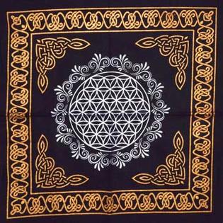 Incense Garden Flower of Life Altar Cloth 18x18 100% Cotton