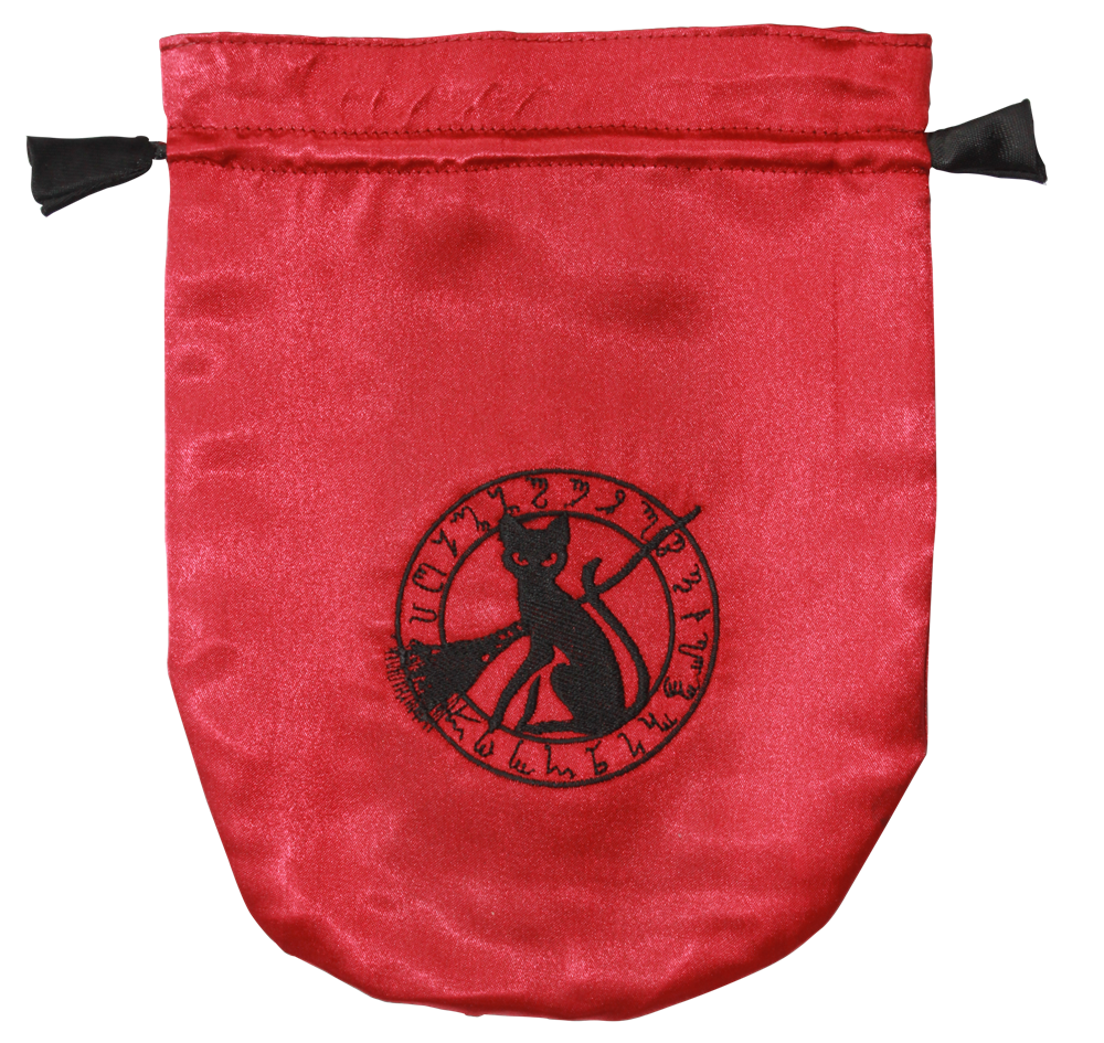 Bolsa de tarot con diseño de gato negro y satén rojo de Eastgate Resource