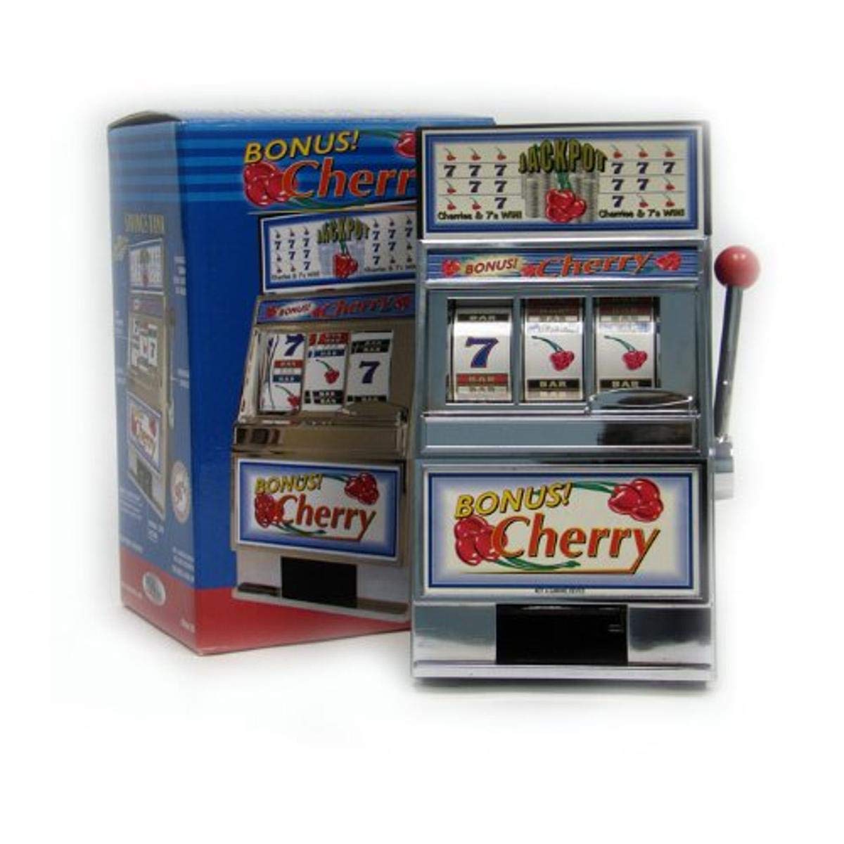 Trademark Poker Cherry Bonus Slot Machine Bank with Spinning Reels