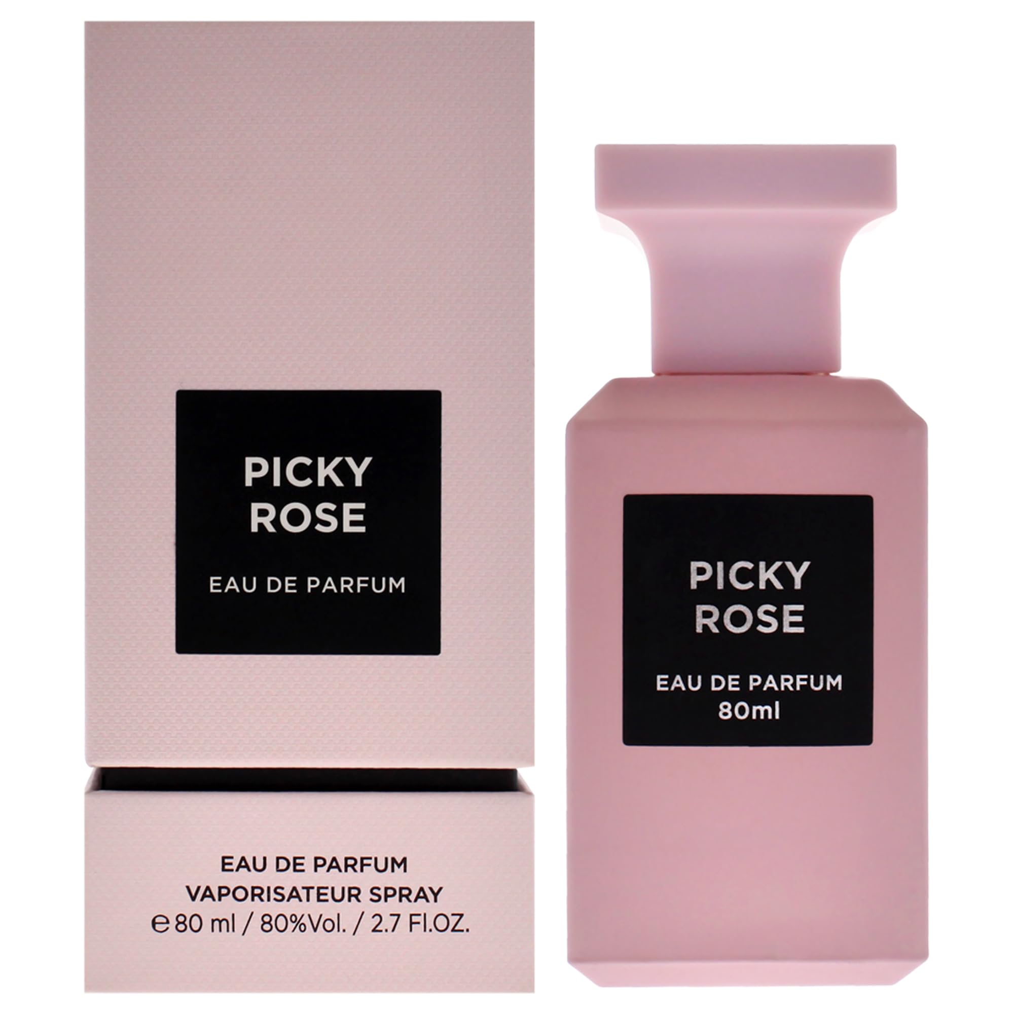 Eau de Parfum en Spray Picky Rose de Fragrance World pour Femme, 80 ml (2,7 Fl Oz)